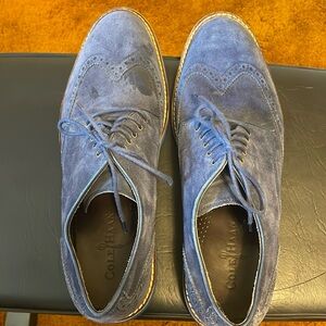 Blue suede Cole Haan dress shoes.